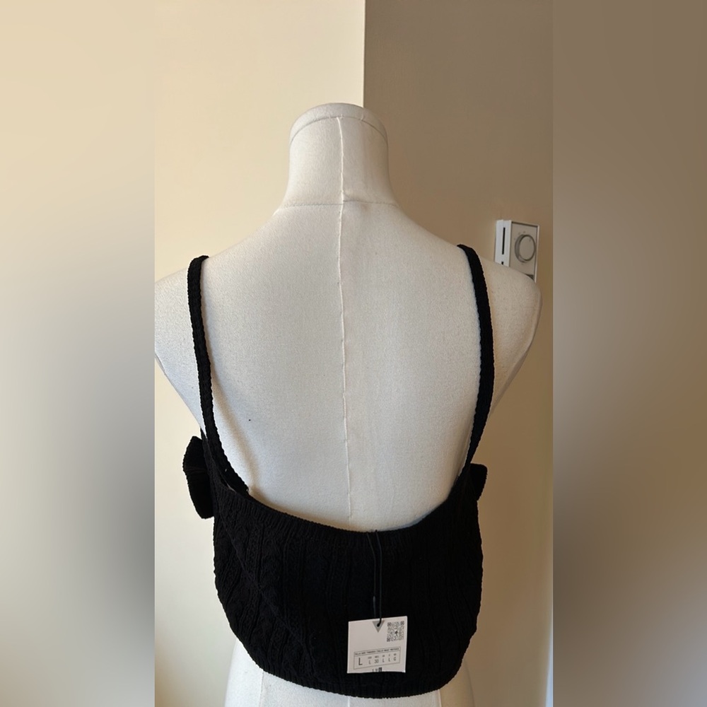 ZARA black ruffled chenille crop top size large - Picture 12 of 13
